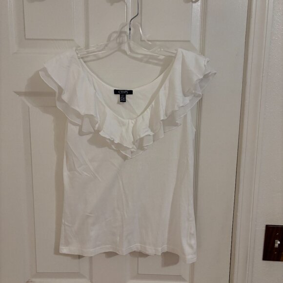Chaps Flutter Sleeve Top - M - Picture 1 of 5